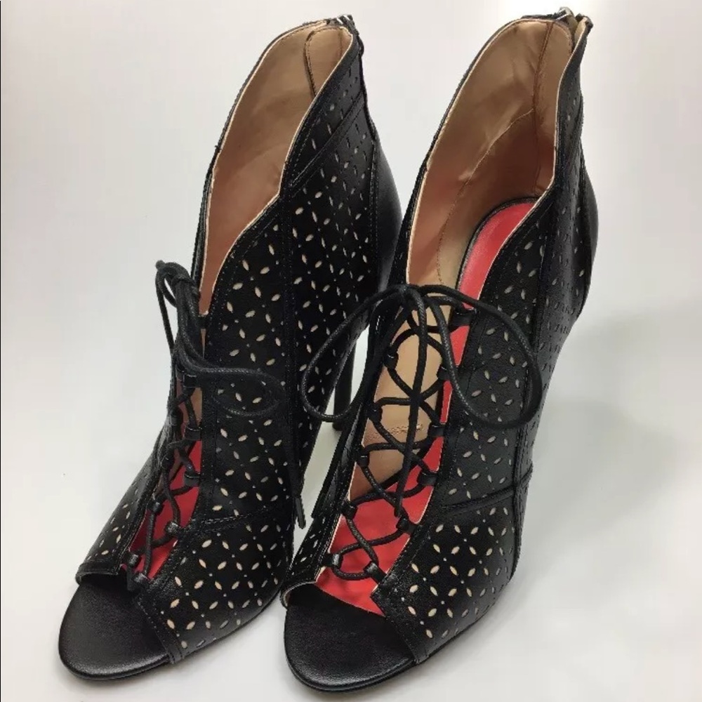 Tamar Black Stiletto Laser Cut Bootie 10